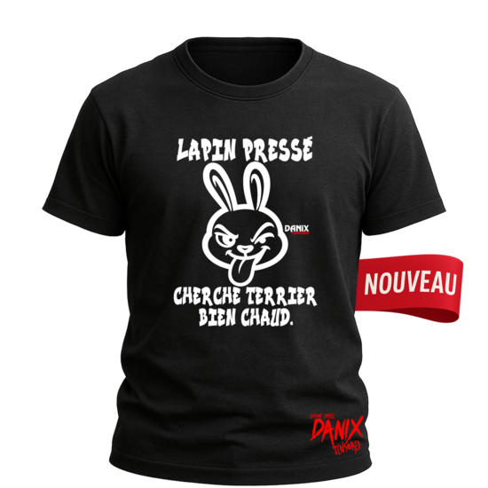 Tshirt Lapin pressé cherche terrier bien chaud